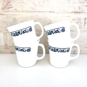 Old Town Blue Corelle Corning Mugs Cups Set of 4